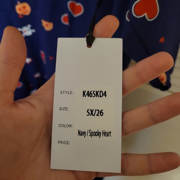 Unique Vintage Plus Size 5X Halloween Fit and Flare Dress Blue Pumpkin Print - Picture 6 of 6